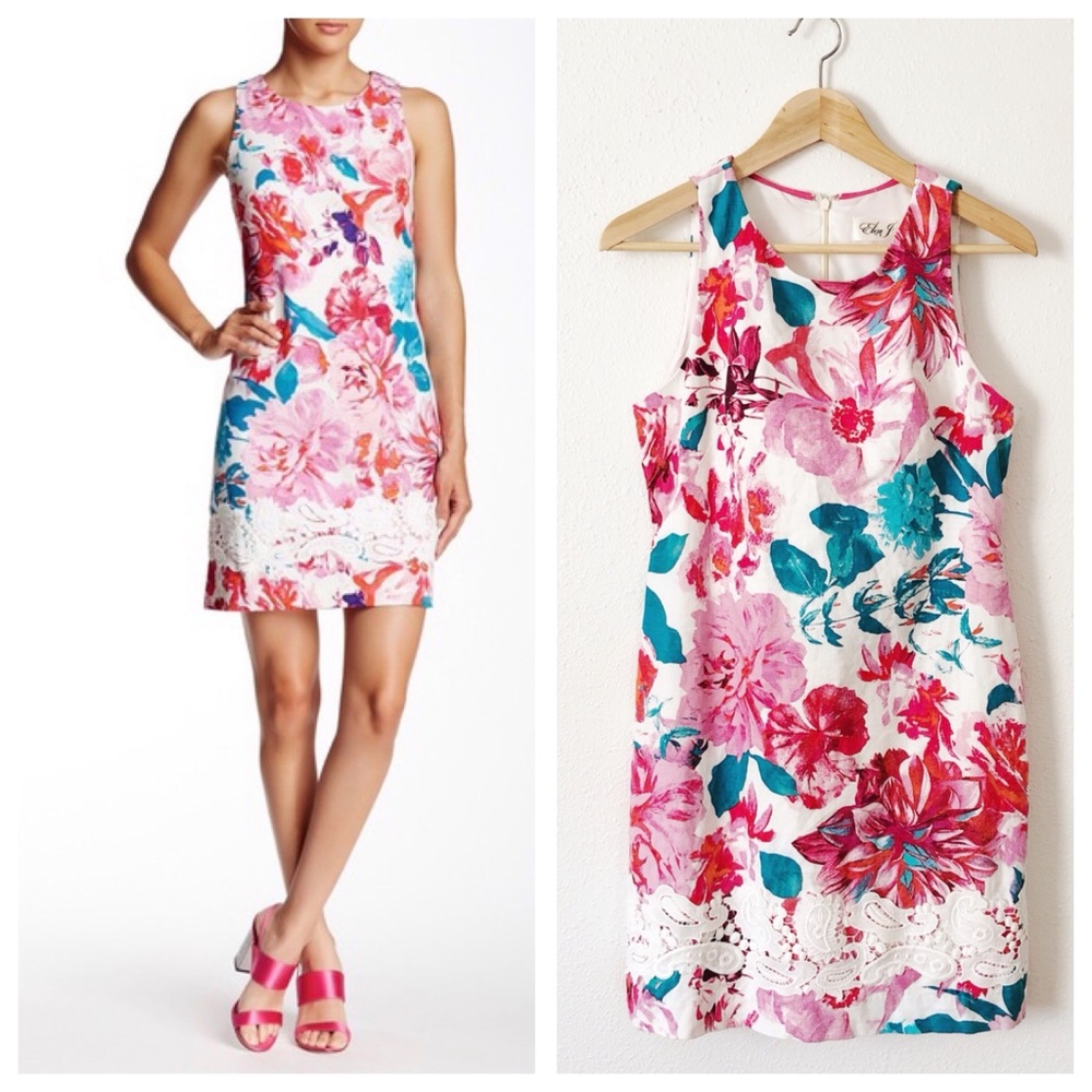 Eliza J floral print sleeveless shift dress sz 4